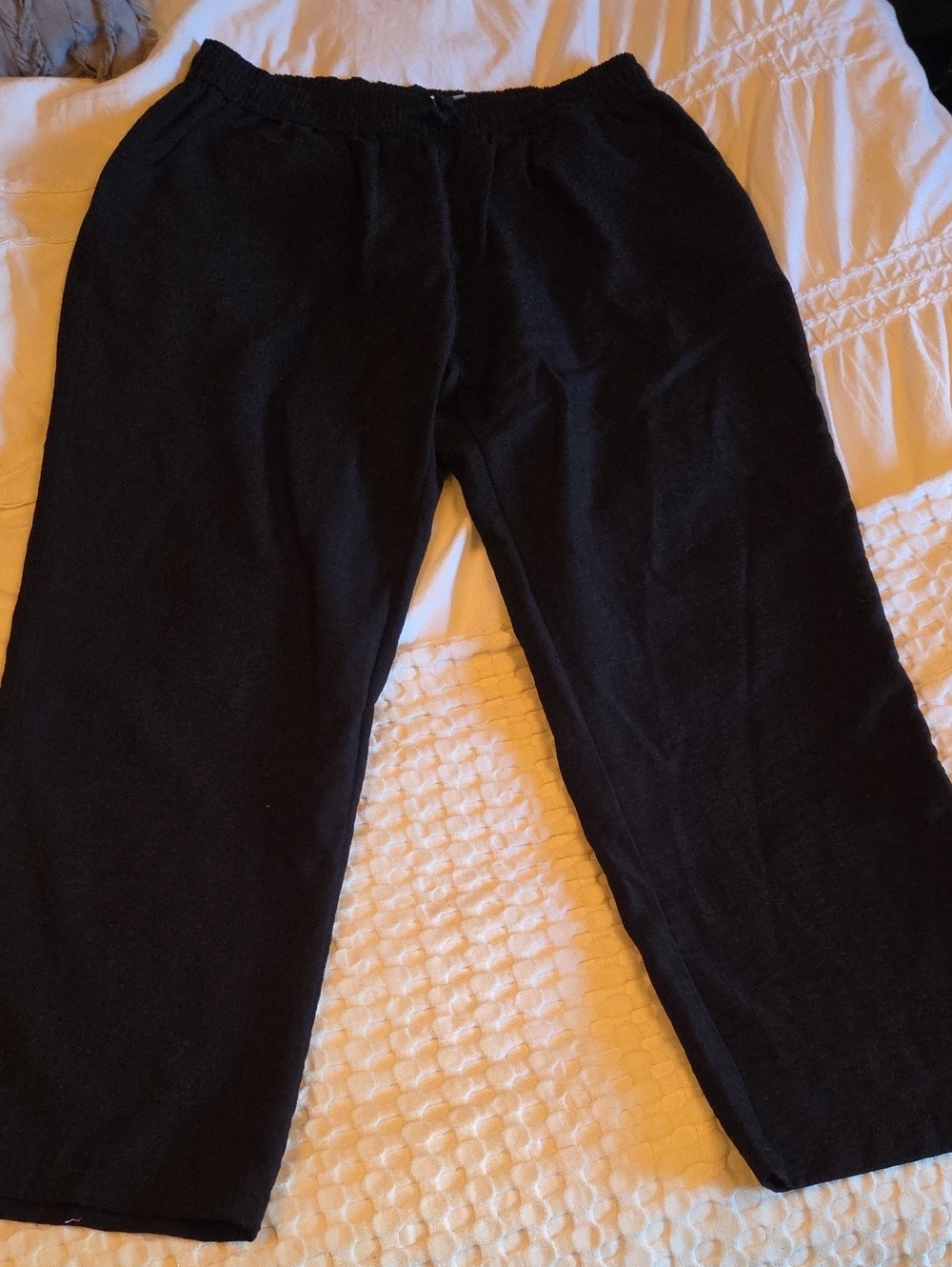 Black Pull-On Linen Blend Casual Pants Xxl